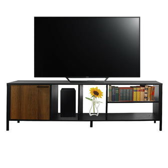 Combo de Entretenimiento Mesa Para TV 65 Chicago (51.5x150x30)+ Biblioteca Vertical (112x60x25) y madera oscura