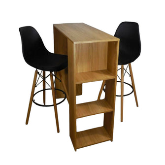 Barra de Cocina 101.5x100x40cm Madera + 2 Sillas Bar Eam Negra