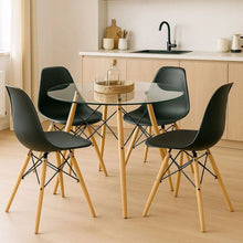 Set 2 Silla De Comedor Eames De Polipropileno Y Madera Negro