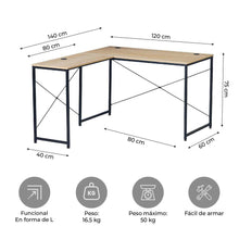 Escritorio en Forma de L, Café claro y Negro
