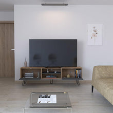 Mueble Multiusos Lara, Miel y Plata Oscuro, Para Televisor de 70 Pulgadas