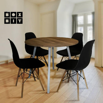 Kit por 4 sillas Eames Patas En Madera para comedor, sala, restaurante - Negras