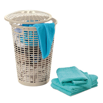 Cesta para Ropa Redonda con Manijas Taupe