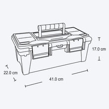 Caja Herramientas 16" con Tapa Organizadora Cerradura Plástica Negro