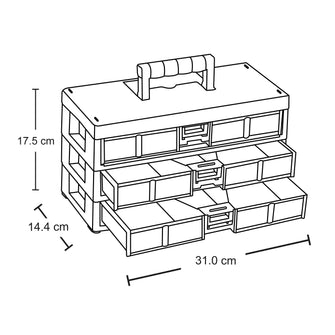Caja Organizadora Modular Gavetas 3x40 Milimetros Azul Petroleo