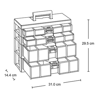 Caja Organizadora Modular Gavetas 2x40 + 2x80 Milímetros Azul Petróleo