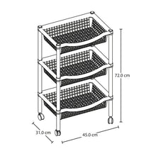 Canasta Móvil Rectangular de 3 Niveles Blanca