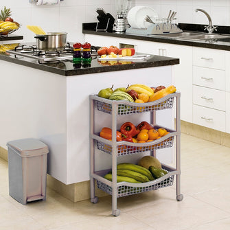 Canasta Móvil Rectangular de 3 Niveles Taupe