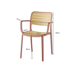 Silla con Brazos Carolina, Terracota y Beige, y Espaldar de Líneas Horizontales
