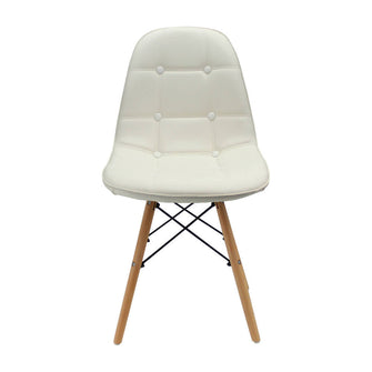 Kit por 4 Silla Botones Eames Acolchada - Blanca