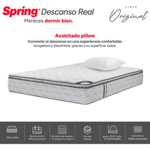 Colchón Spring Descanso Real Semidoble 120X190 Cm + Set Almohada Siliconada