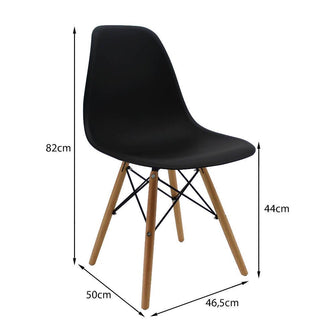 Kit por 6 sillas Eames Patas En Madera para comedor, sala, restaurante - Negras