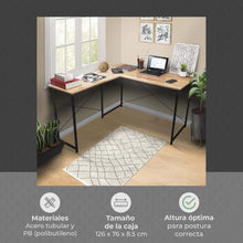 Escritorio en Forma de L, Café claro y Negro