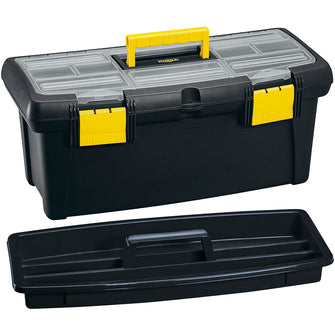 Caja Herramientas 22" con Tapa Organizadora Cerradura Plástica Negro
