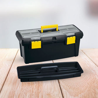 Caja Herramientas 22" con Tapa Organizadora Cerradura Plástica Negro