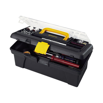 Caja Herramientas 12" con Tapa Organizadora Cerradura Plástica Negro