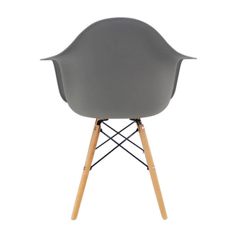 Kit por 2 Silla Eames Con Brazos Patas en Madera - Gris