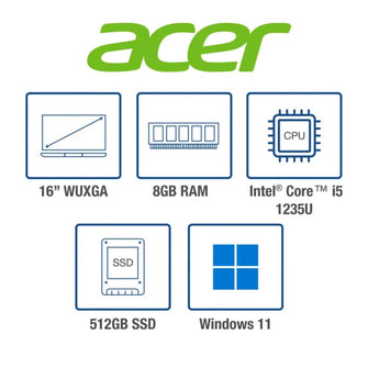 Portátil Acer 16 Pulgadas Gris