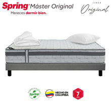 Combo Colchon Spring Master Original-100X190+Sommier  Italy Gris +Set X 2 Almohadas Siliconadas + Protector