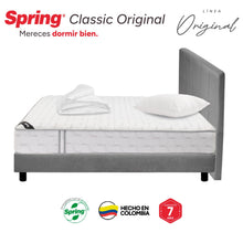 Combo Colchón Spring Classic Original Semidoble 120X190 Cm + Base Cama Gris + Cabecero Gris + Almohada Siliconada + Protector Impermeable
