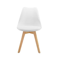 Kit de Dos Sillas Sasha, Blanco y Café Claro, Cómodo Asiento y Patas en Madera