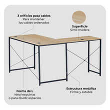 Escritorio en Forma de L, Café claro y Negro