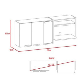 Gabinete Superior Viltex, Wengue y Blanco, Incluye Locero y Portavasos