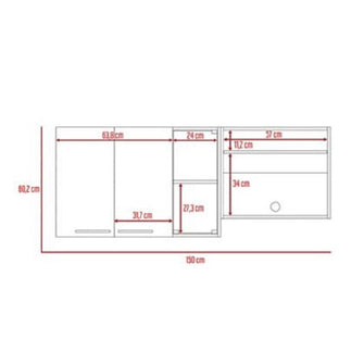 Gabinete Superior Viltex, Wengue y Blanco, Incluye Locero y Portavasos