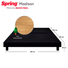 Combo Colchón Spring Smart King 200X200 Cm + Base Cama Negra Dividida + Almohadas + Protector
