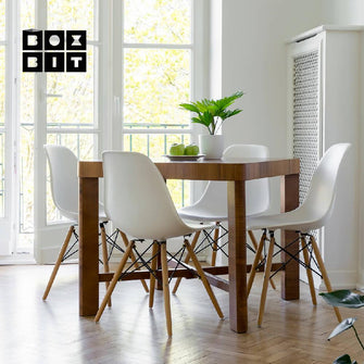 Silla Eames Patas En Madera para comerdor, sala, restaurante - Blanca