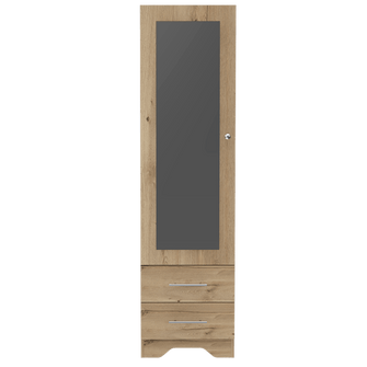 Closet Toronto con Espejo, Café Claro y Blanco, con Dos Cajones Multiusos y Una Puerta