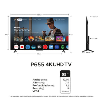 Televisor TCL 55" Pulgadas 55P655 4K UHD