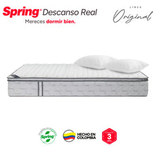 Colchón Spring Descanso Real Doble 140X190 Cm + + Set Almohadas Siliconadas