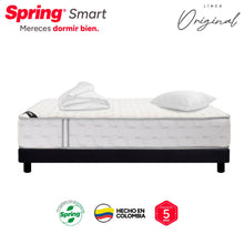 Combo Colchón Spring Smart Doble 140X190 Cm + Base Cama Negra + Almohadas + Protector
