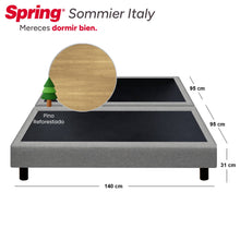 Combo Colchon Spring Master Original-140X190+Sommier  Italy Gris +Set X 2 Almohadas Siliconadas + Protector