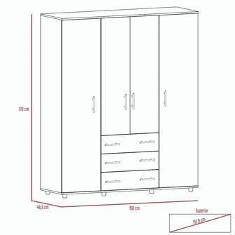 Closet Fontana, Wengue, con Cuatro Tubos Para Colgar Ropa y Zapatero En La Parte Inferior