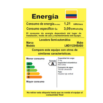 Lavadora Semiautomática de 13 Kg 28 Libras Blanco.