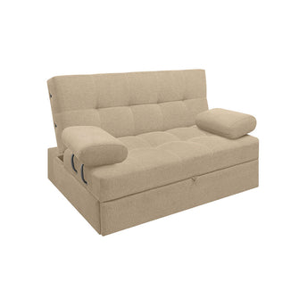 Sofa Cama Angela Con Brazos Tela, Color Beige