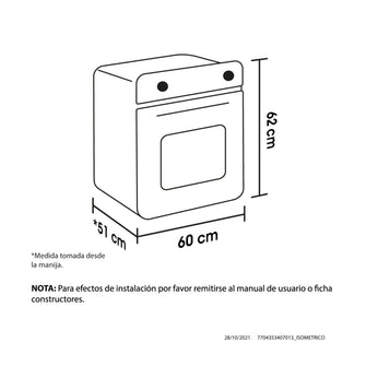 Horno Mixto Tofu 60 cm Inox Con Vidrio Gas Natural 120V Haceb