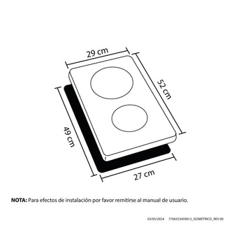 Estufa de empotrar Vitrocerámica negra 30 cm eléctrica 220V Haceb