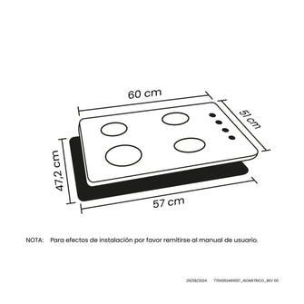 Estufa De Empotrar Haceb inox 60x51 cm, Hierro Fundido a Gas Propano