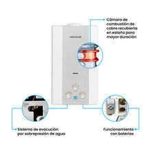 Calentador De Paso Gas Propano 12 Lt Tiro Natural Challenger, Color Blanco