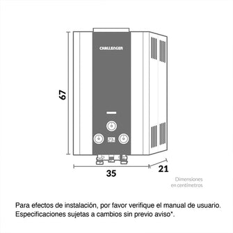 Calentador De Paso Gas Propano 12 Lt Tiro Natural Challenger, Color Blanco