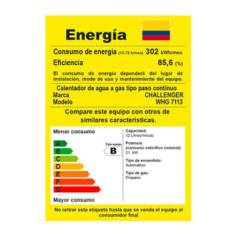 Calentador De Paso Gas Propano 12 Lt Tiro Natural Challenger, Color Blanco