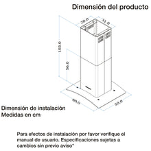 Campana Isla En Acero Tipo Cristal 60 Cm 3 Velocidades