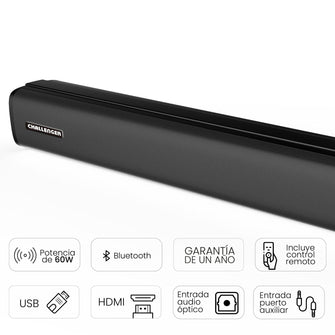 Barra de sonido Bluetooth SB60 Challenger, Color Negro