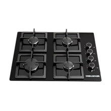 Estufa Empotrar Vidrio Negro 4 Puestos 60cm Gas Natural Challenger Sq6759