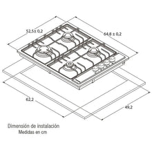 Estufa Empotrar Inox 4 Puestos 65cm Gas Natural Challenger Ss6640