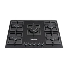 Estufa De Empotrar Challenger 76cm 5 Puestos Gas Natural, Negro