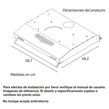 Campana Horizontal Acero Inoxidable 3 Velocidades 60 Cm